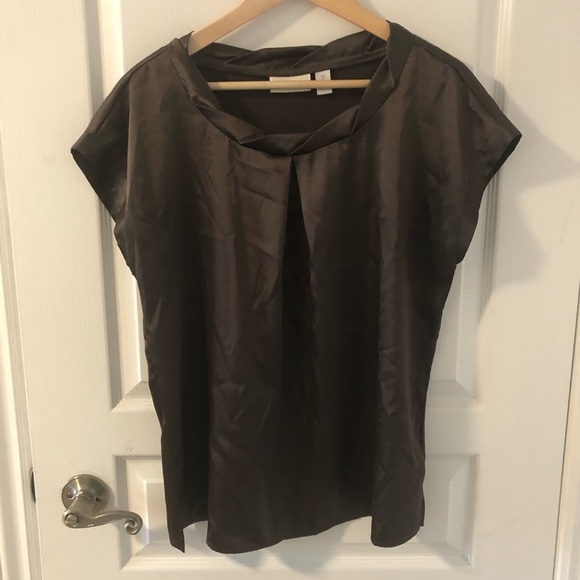 CHICOS dark brown short sleeve top size 12 - Picture 1 of 8